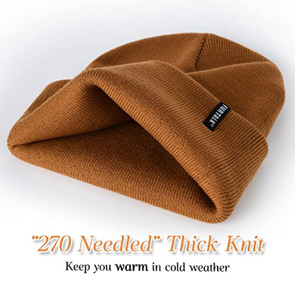 FURTALK Beanie Hat for Men Women Winter Hats for Women Men Soft Warm Unisex Cuffed Beanie Knitted Skull Cap - color: Camel