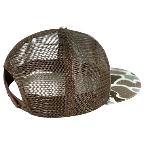 BASSDASH Flat Brim Trucker Cap Adjustable Snapback Hat Mesh Back for Men Women - color: Color Block Camo