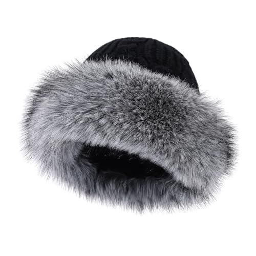 Womens Winter Knit Slouchy Beanie Hat Warm Knitted Skull Ski Cap Hats for Women Plush Edge Brimless Beanies Snow Hat - color: Mg-zzmxg25114-black