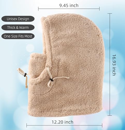 Connectyle Balaclava Hood Winter Hat for Men & Women Windproof One-Piece Fleece Hooded Scarf Ski Mask Cold Weather Hat - color: Beige