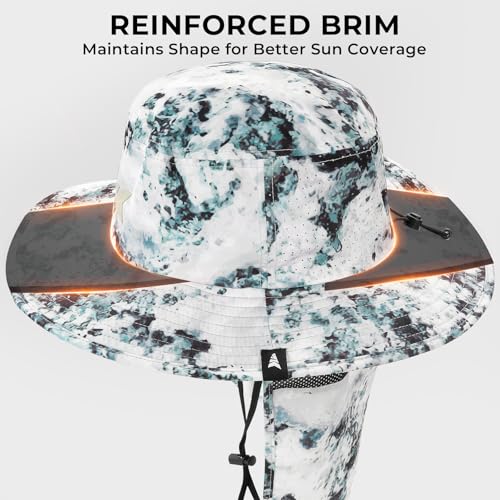 KastKing Sol Armis UPF 50 Boonie Hat for Sun Protection,Men Women - color: White (With Shield)