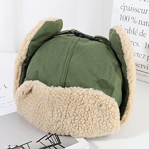 Unisex Winter Hats with Ear Flaps Cotton Trapper Hat Aviator Windproof Ski Cap Buckle Closure Ushanka Outdoor - color: A-blue