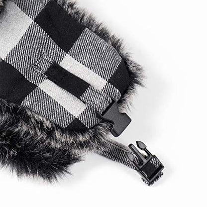 ONWAY Trapper Hat Winter Hats for Women Men with Faux Fur Ear Flaps - color: Black