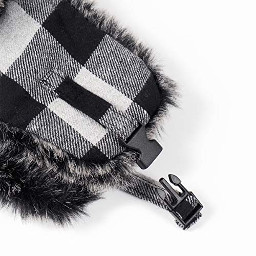 ONWAY Trapper Hat Winter Hats for Women Men with Faux Fur Ear Flaps - color: Black