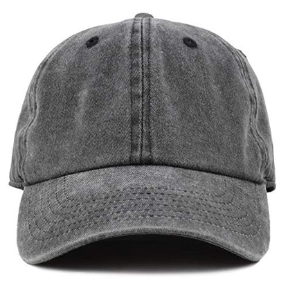 The Hat Depot 100% Cotton Pigment Dyed Low Profile Dad Hat Six Panel Cap - color: 1. Black