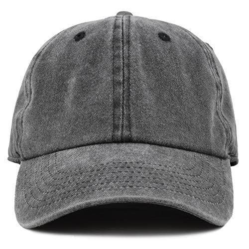 The Hat Depot 100% Cotton Pigment Dyed Low Profile Dad Hat Six Panel Cap - color: 1. Black