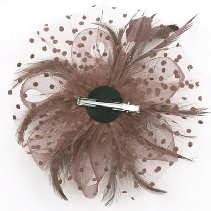 WLBON Fascinators Hat 20s 50s Headband Hair Clips Flower Mesh Veil Feather Headpiece Headwear Women Halloween Carnival Cocktail Wedding Church Cosplay Dress Up Birthday Tea Party Accessories Coffee - color: Coffee