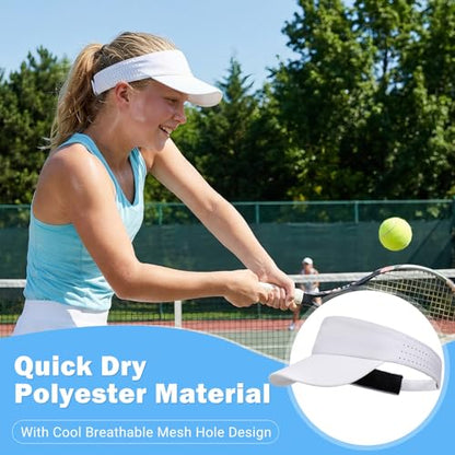Kids Sun Visor Hats for Girls Boys Reflective Sports Hats Summer Beach Running Tennis Golf Caps Age 8-14 - color: No Reflective Strip-white