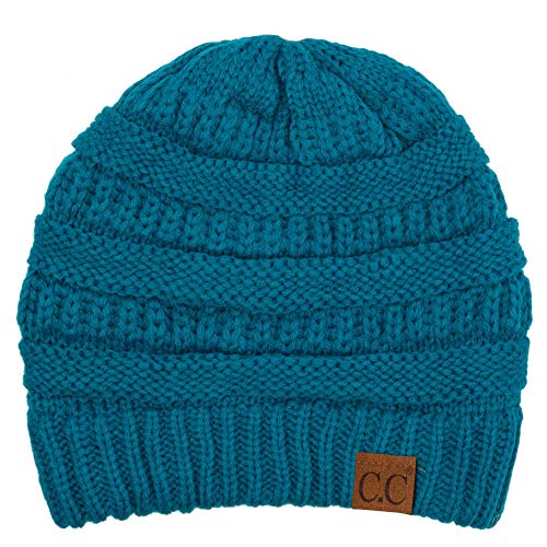 C.C Trendy Warm Chunky Soft Stretch Cable Knit Beanie Skully - color: Teal Blue