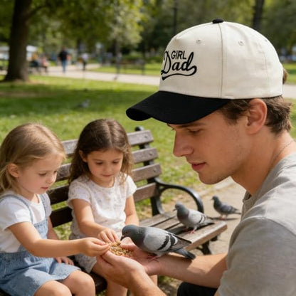 Embroidered Baseball Cap, Cotton Dad Hat, Fun & Heartfelt Stitching, Adjustable Casual Outdoor Hat for Men Women - color: Girl Dad - Black/Beige