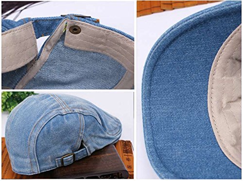 Quanhaigou Unisex Denim Newsboy Hats Flat Ivy Gatsby Cabbie Driving Berets Hat Cotton Dad Cap for Men Women - color: Light Jean Blue