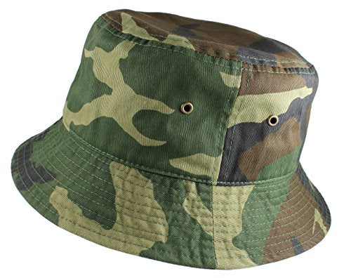 Gelante Solid Color 100% Cotton Bucket Hat for Women and Men Packable Travel Summer Beach Hat - color: Woodland, size: Small-Medium