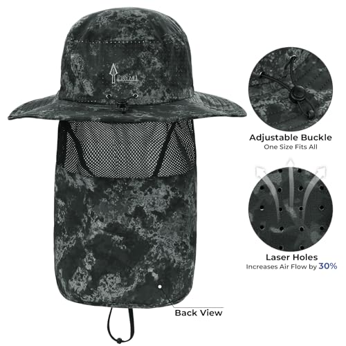 KastKing Sol Armis UPF 50 Boonie Hat for Sun Protection,Men Women - color: Black Camo (With Shield)