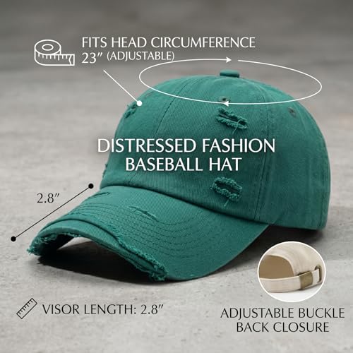 Unisex Distressed Baseball Caps Bulk, Vintage Plain Washed Cotton Dad Hats - color: Green/Navy/Blue/Beige