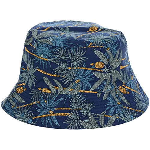 BYOS Unisex Trendy Reversible Lightweight Printed Bucket Hat Packable Outdoor - color: Midnight Blue Palm Tree