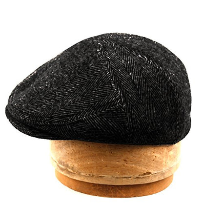 EPOCH Wool Blend Herringbone Winter Ivy Cabbie Hat w/Fleece Earflaps – Driving Hat - color: Ive2341dk Gray, size: Large