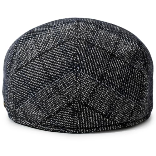 Men's Newsboy Cap with Earflaps Flat Ivy Caps Gatsby Golf Cabbie Hats - color: Blue Square