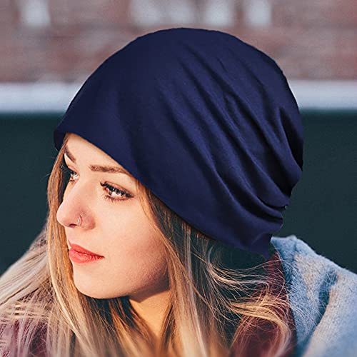 XYIYI Womens Chemo Headwear Hats Cotton Slouchy Beanie Cap Scarf - color: 2pcs Blue Grey-n