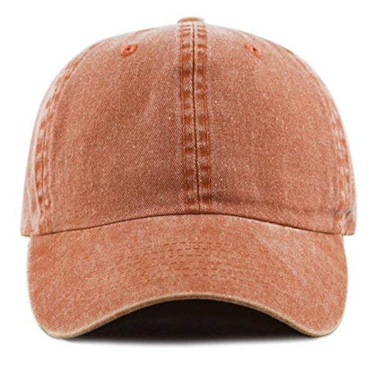 The Hat Depot 100% Cotton Pigment Dyed Low Profile Dad Hat Six Panel Cap - color: 1. Orange