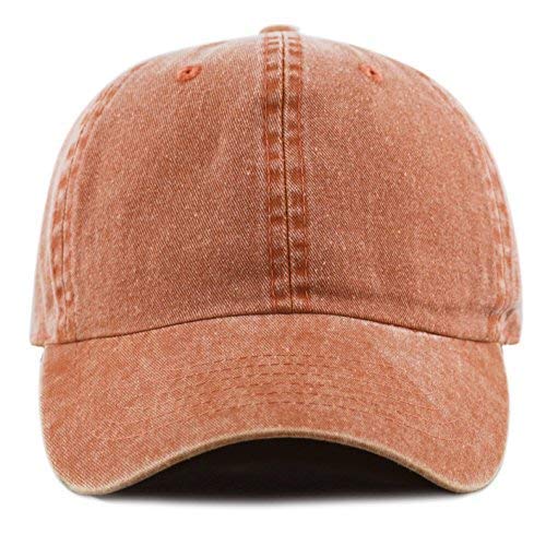 The Hat Depot 100% Cotton Pigment Dyed Low Profile Dad Hat Six Panel Cap - color: 1. Orange