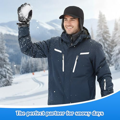2 Pcs Men's Waterproof Winter Hat with Visor Warm Earflaps Winter Trapper Hat Fully Lined Faux Fur Baseball Cap - color: Black, Army Green