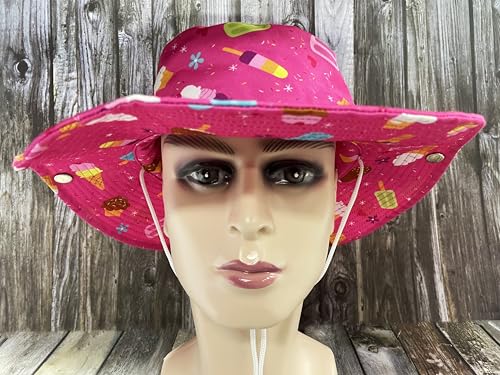 Funny Sun Hat for Men Women Wide Brim Bucket Hat Hiking Boonie Hat Summer Beach Fishing Caps - color: Ice Cream