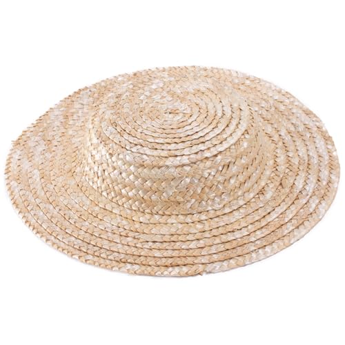 Lawliet Solid Color Straw Stripe Mini Top Hat Craft Supply Fascinator Base Boater Cap A224 - color: Natural, size: Small