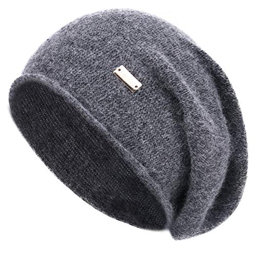 jaxmonoy Slouchy Knit Beanie Hat for Women Winter Soft Warm Ladies Laightweight Slouch Knitted Skull Beanies Cap - color: Dark Grey