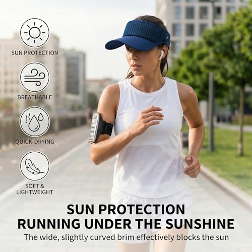 LONGLONG Sports Sun Visor Hat with Non-Slip Toggle Breathable for Women Men - color: Navy Blue