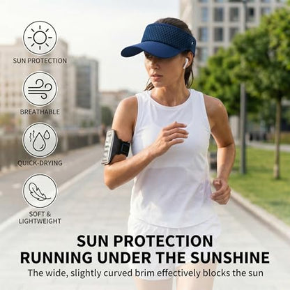 LONGLONG Sports Sun Visor Hat with Non-Slip Toggle Breathable for Women Men - color: Navy Blue