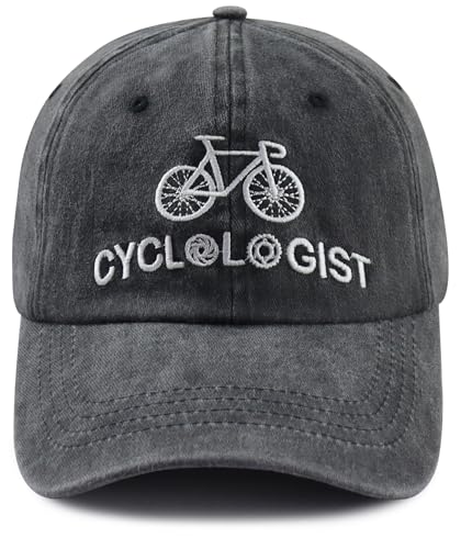 Cyclist Hat for Men Women, Classic Adjustable Cotton Cycologist Embroidered Baseball Cap - color: Black