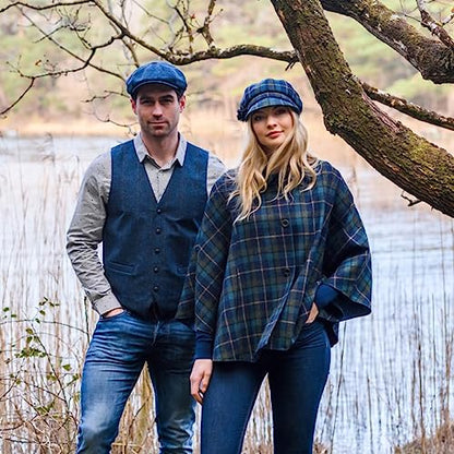 Mucros Weavers Irish Wool Driving Cap, 8 Panel, 100% Wool, Women's Adults Unisex Classic Style, Grey, Large, Formal, Wedding - color: Blue, size: Small
