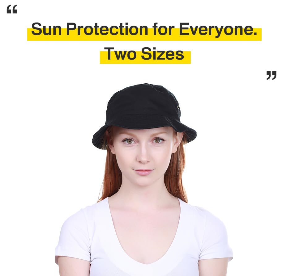 KBETHOS® 100% Cotton Washed Bucket Hat - color: 4. Black, size: Large-X-Large
