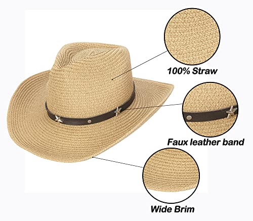 Toddler Straw Cowboy Cowgirl Hat for Boys Girls Western Straw Sun Hat with Chin Strap (2-4T;5-9T) - size: 5-9 Years