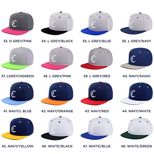 JPAK Old English Letter C Hip-Hop Snapback Hat Embroidered Baseball Cap English Alphabet - color: 07. Blue