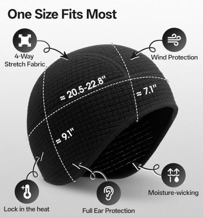 SUNMECI Winter Grid Fleece Skull Cap Thermal Helmet Liner for Men Women - color: Black