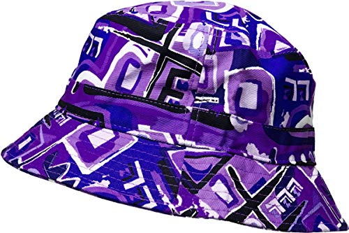 Floral Galaxy Leaf Aztec Tropical Print Bucket Hat Summer Boonie Cap - color: (2.4) Fresh Prince Purple