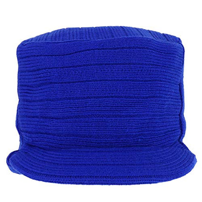 Armycrew Flat Top Army Style Knitted Visored Beanie Cap - color: Royal