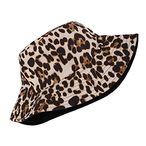 Umeepar Unisex Reversible Packable Bucket Hat Sun Hat for Men Women - color: Leopard Print Beige