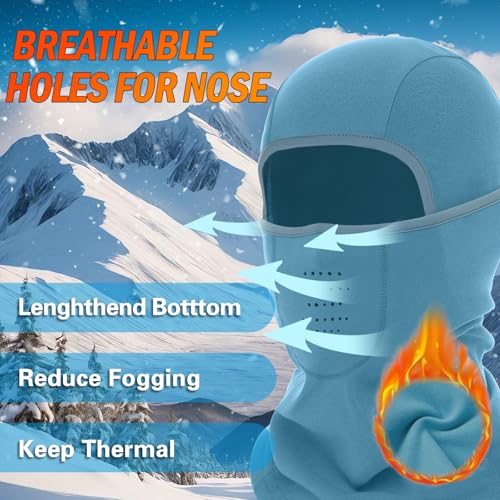 Breathable Balaclava Ski Mask for Men Women, Warm Winter Face Mask for Cold Weather Motorcycling Skiing Outdoor Work - color: Blue