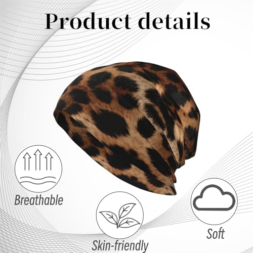 Unisex Stretch Knit Beanie Hat - color: Wavy Leopard Print