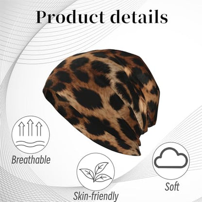 Unisex Stretch Knit Beanie Hat - color: Wavy Leopard Print