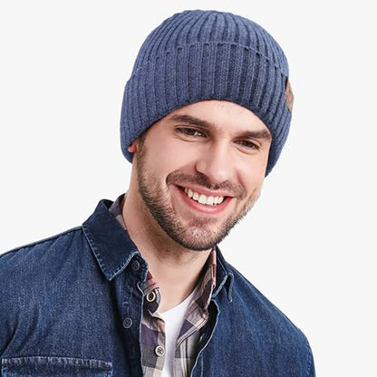 OZERO Winter Beanie for Men Women,Thermal Knit Soft Fleece Lined Hats - color: Navy