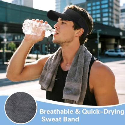 HH HOFNEN Sports Sun Visor Unisex Cooling Cap Lightweight Stretchy Packable - color: #1 Black