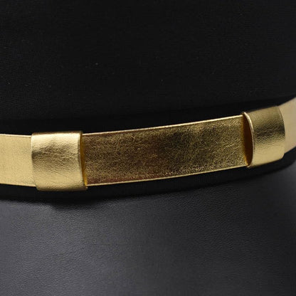 Unisex Chauffeur Hat for Men Women Captain Sailor Newsboy Cap Costume Hats - color: Black-gold