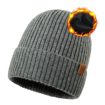 TOP-EX 100% Australian Merino Beanie, S/M-XL/XXL, Polartec Fleece Lined - color: Te94586_grey, size: Medium-Large