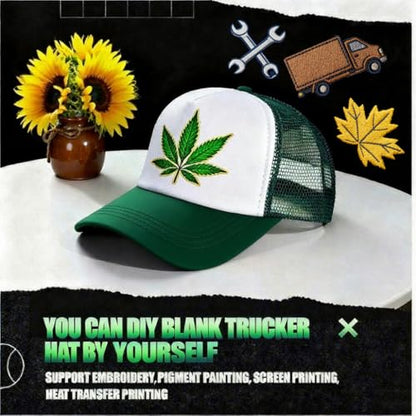 12 Pcs Sublimation Blank Trucker Hats Bulk Mesh Snapback Baseball Cap Mesh Trucker Caps for Men and Women DIY Custom Hats - color: Forest Green and White
