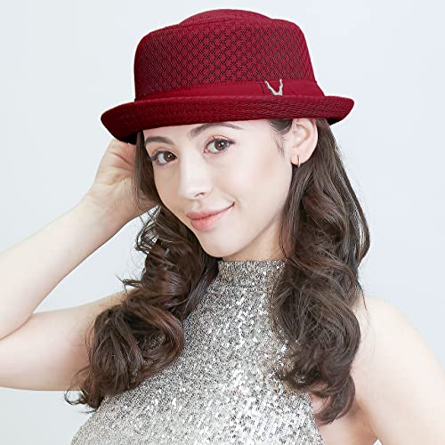 The Hat Depot Unisex Light Weight Classic Soft Cool Mesh Pork Pie hat - color: Burgundy, size: Large-X-Large
