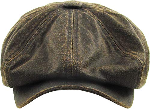 KBETHOS Leather Ascot Made in USA Ivy Collection Classic Newsboy Caps - color: (E) Pu Leather - Dark Brown, size: Large-X-Large