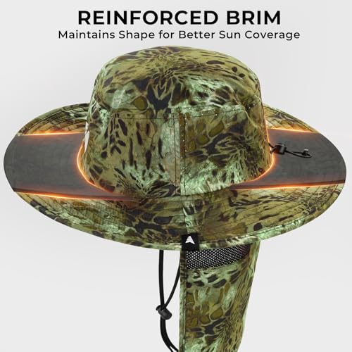 KastKing Sol Armis UPF 50 Boonie Hat for Sun Protection,Men Women - color: Green (With Shield)